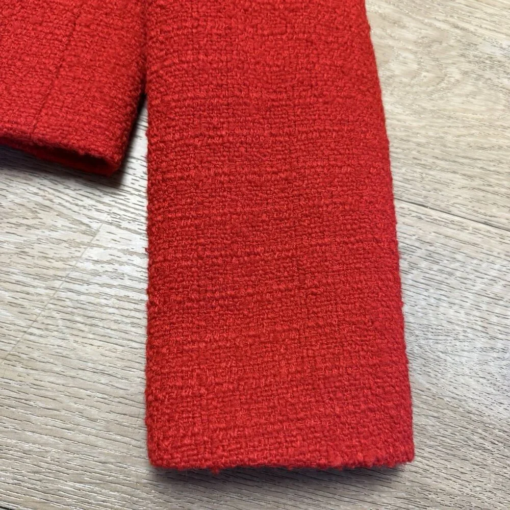 J. Crew V-Neck Lady Jacket in Maritime Tweed Festival Red NWT Size 0 BV211 - Picture 3 of 14